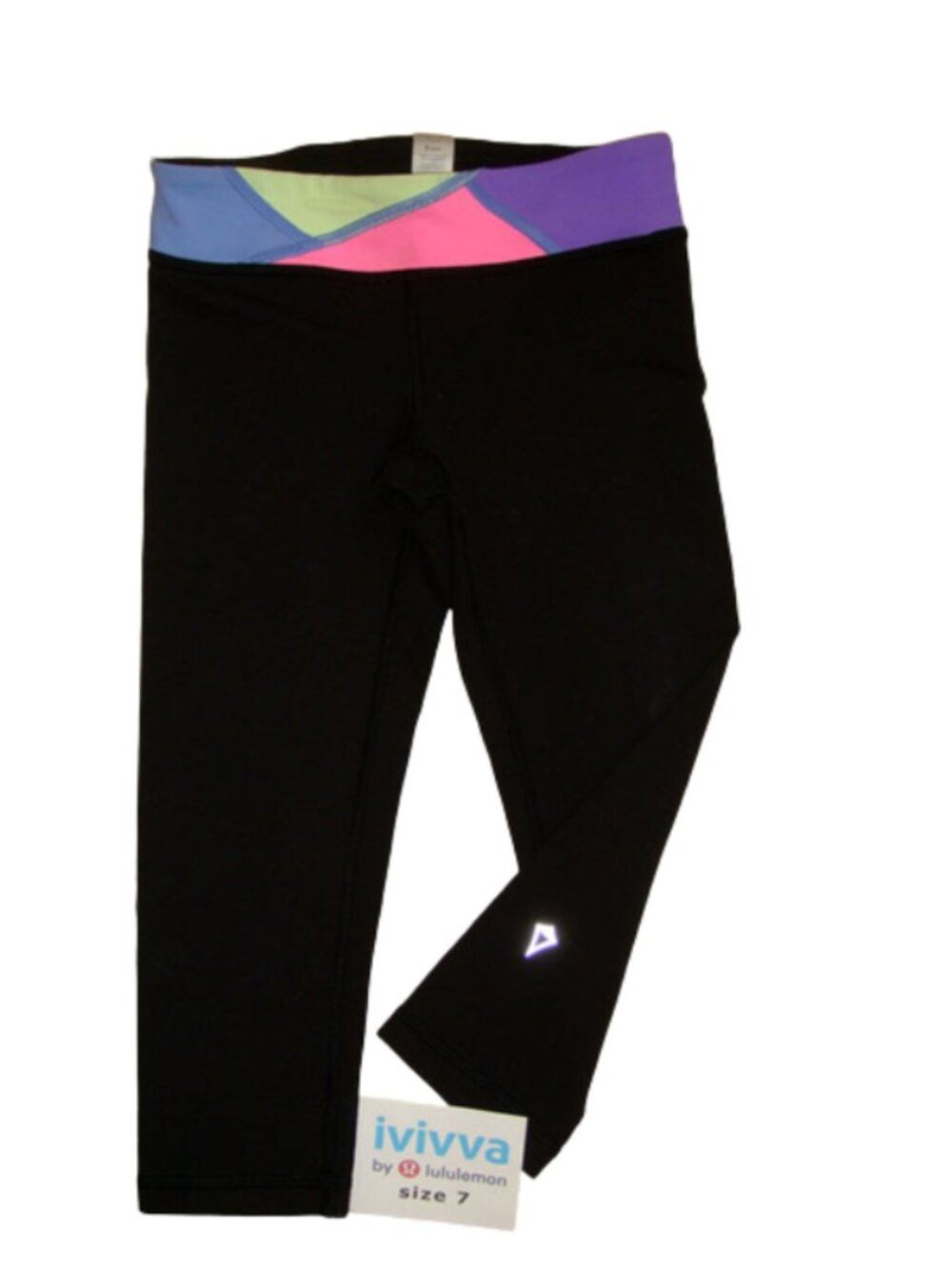 Ivivva Girl by Lululemon 🍋Rhythmic black Crop Luon leggings size 7